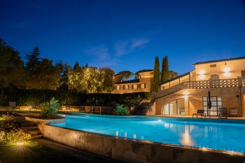 Property building, Swimming pool, Sunset