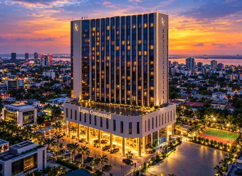 Property building, City view, Location, Sunset