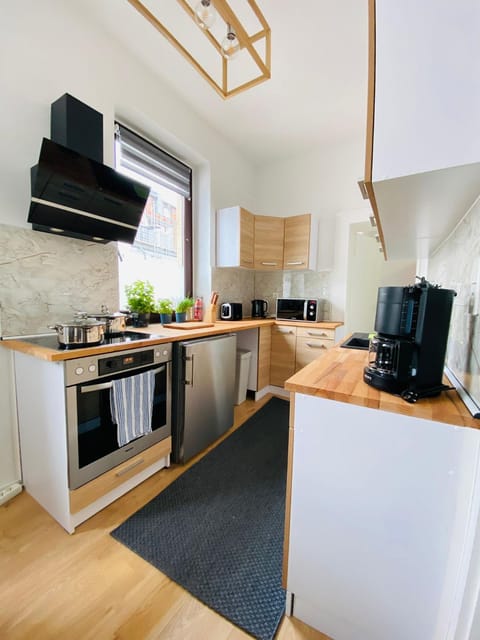 Kitchen or kitchenette, stove