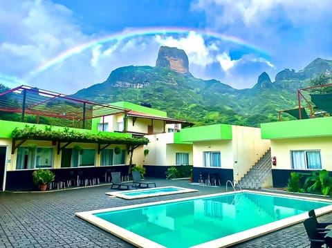 Property building, Natural landscape, Mountain view, Pool view, Swimming pool