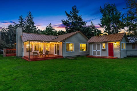 Property building, Night, Garden, Garden view