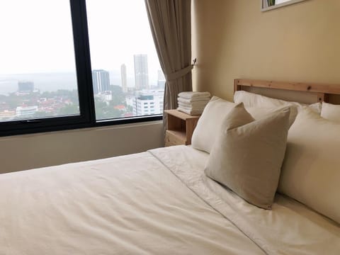 Bed, City view
