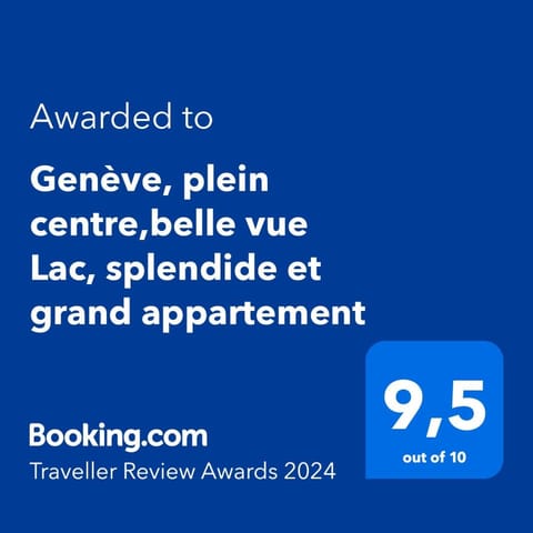 Genève, plein centre,belle vue Lac, splendide et grand appartement Apartment in Geneva