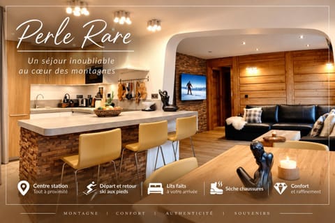 Property logo or sign, Skiing, TV and multimedia, Kitchen or kitchenette, Living room, Lounge or bar, Seating area, Dining area, Text overlay, Location, internet, storage, kitchen