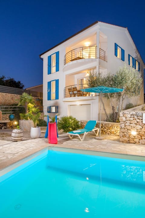 Property building, Night, Swimming pool