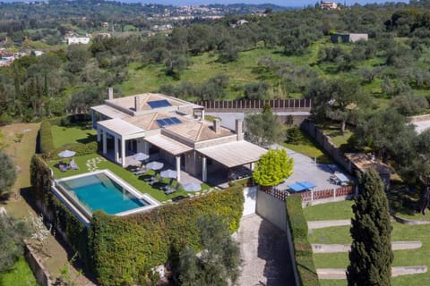 Property building, Natural landscape, Bird's eye view, Garden, Swimming pool