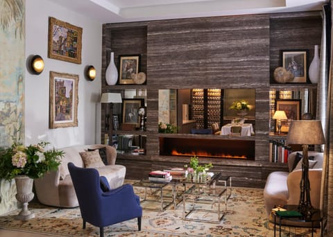 Living room, Seating area, Bedroom, fireplace