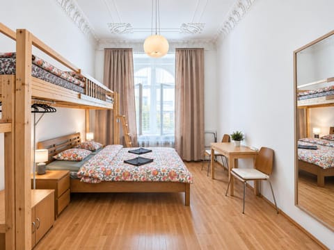 Bed, Photo of the whole room, Bedroom, bunk bed, wardrobe