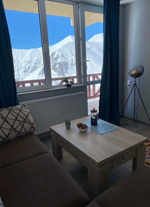 Natural landscape, Winter, Living room, Seating area, Dining area, Mountain view