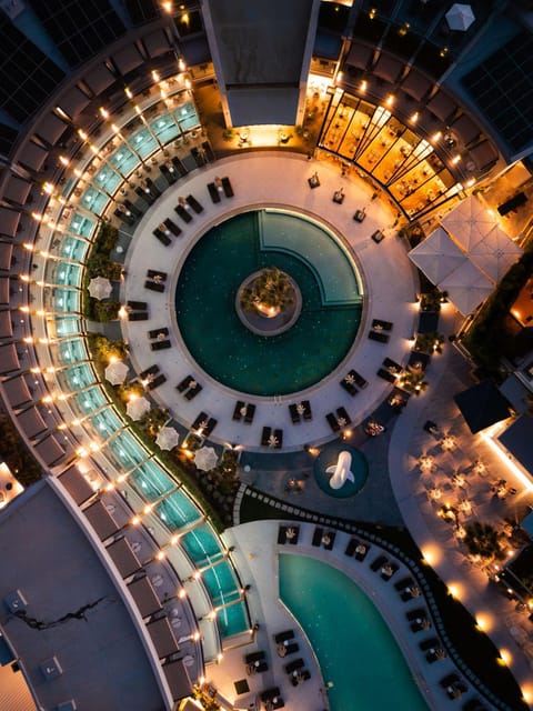 Night, Bird's eye view, Pool view, Swimming pool, sunbed