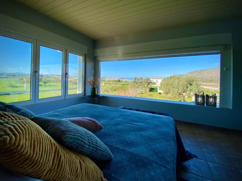 Bed, Bedroom, Sea view, Sunset