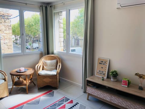 Living room, Seating area, City view, air conditioner
