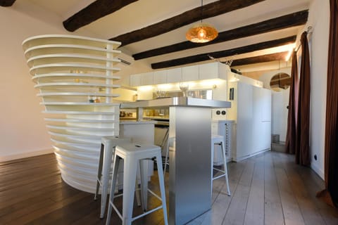 Kitchen or kitchenette, stove