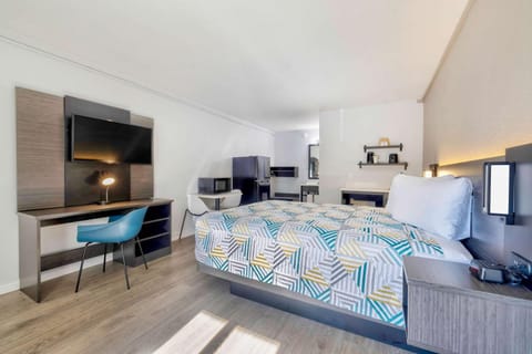 Bed, TV and multimedia, Kitchen or kitchenette, Photo of the whole room, Seating area, Dining area, Bedroom, hair dresser, minibar