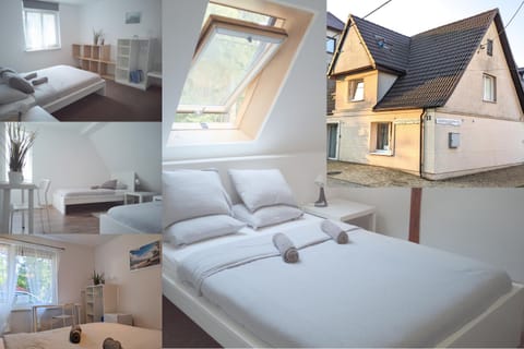 Property building, Facade/entrance, View (from property/room), Bedroom, Garden view, towels, wardrobe