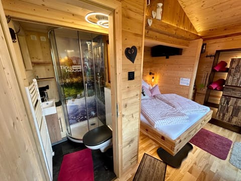 Shower, Bed, Bathroom