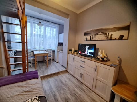 Bed, TV and multimedia, Kitchen or kitchenette, Living room, Photo of the whole room, Seating area, Dining area, Bedroom, hair dresser