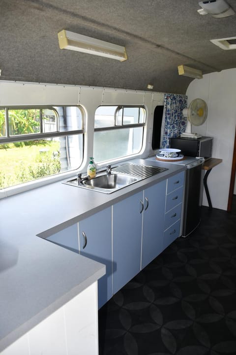 Evi the school bus at Oromahoe Downs Farm Farm Stay in Northland