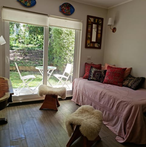 Living room, Seating area, Garden view