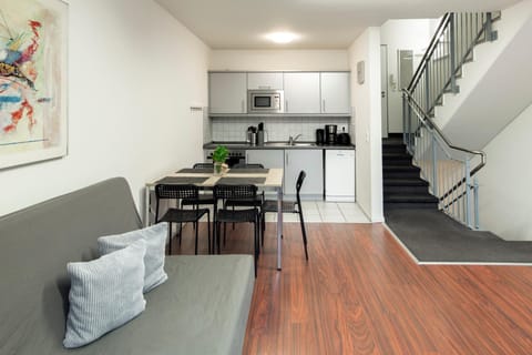 Living room, kitchen