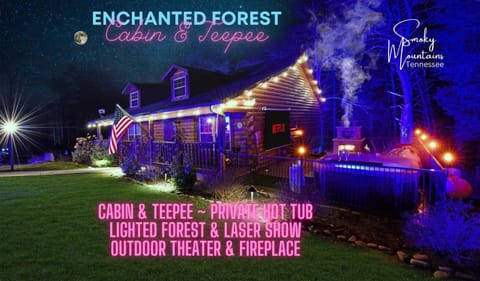 Enchanted Forest Cabin And Teepee! Lights & Laser Show! Private Hot Tub! Unique Stay! Cabin in Sevierville