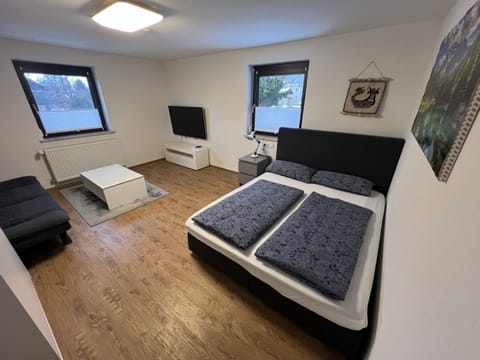 Communal lounge/ TV room, Bed, TV and multimedia, Living room, Photo of the whole room, Seating area, Evening entertainment, Bedroom