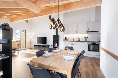 Communal lounge/ TV room, TV and multimedia, Kitchen or kitchenette, Living room, Seating area, Dining area, Evening entertainment, fireplace, oven, stove