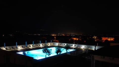 Night, Pool view, Swimming pool