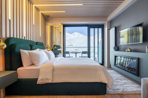Bed, Natural landscape, TV and multimedia, Photo of the whole room, Bedroom, Mountain view