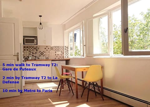 5 min (450 meter) walk Tram T2: Puteaux/La Défense Apartment in Puteaux