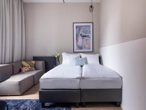 Bed, Seating area, Bedroom