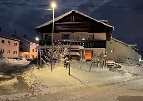 Property building, Night, Winter
