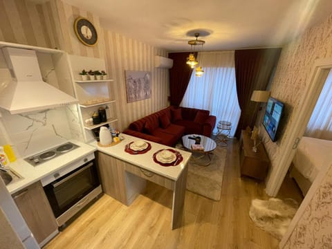 TV and multimedia, Coffee/tea facilities, Kitchen or kitchenette, Living room, Seating area, Dining area, oven, stove, toaster, towels