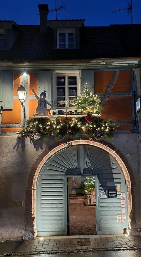 Property building, Facade/entrance, Night, Decorative detail