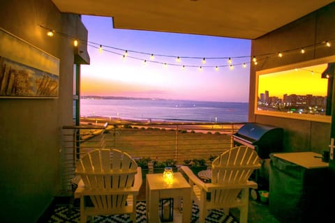 Patio, Sea view, Sunset