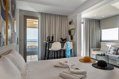 Bed, Living room, Seating area