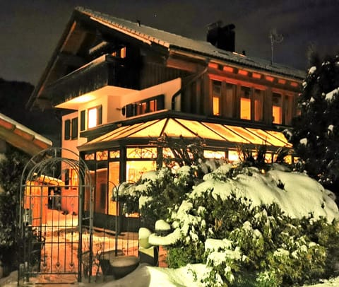 Property building, Night, Winter