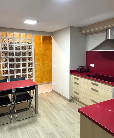 Kitchen or kitchenette, stove