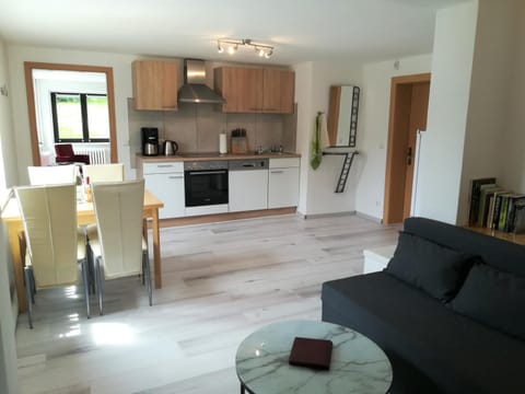 Kitchen or kitchenette, Living room, Seating area, Dining area