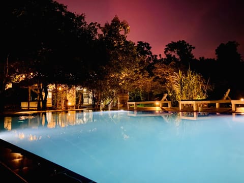 Night, Pool view, Swimming pool