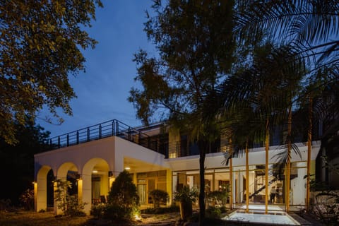 Property building, Night, Garden, Garden view