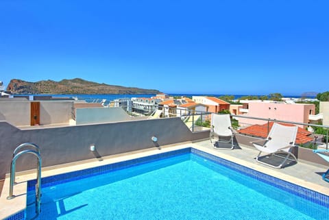 View (from property/room), Balcony/Terrace, Sea view, Swimming pool