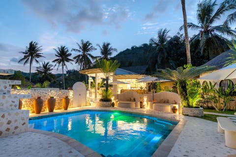 Natural landscape, Garden, Pool view, Swimming pool, sunbed