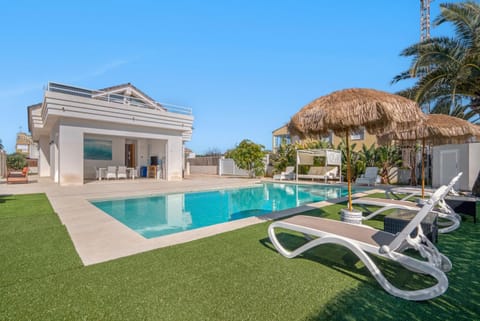 Property building, Living room, Swimming pool