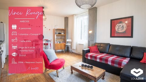 "AU VINCI ROUGE" Downtown - Modern - Bright Apartment in Amboise