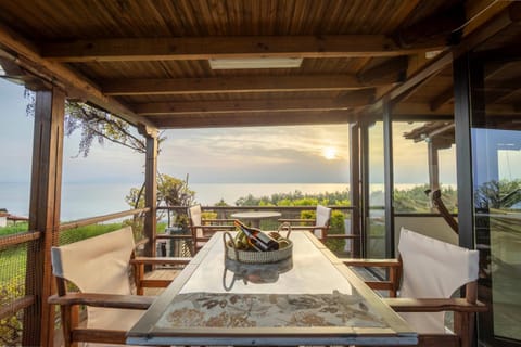 Summer, View (from property/room), Balcony/Terrace, Seating area, Mountain view, Sea view, Sunset