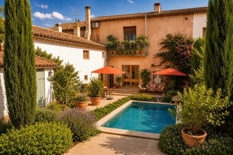 Property building, Patio, Garden, Garden view, Pool view, Swimming pool