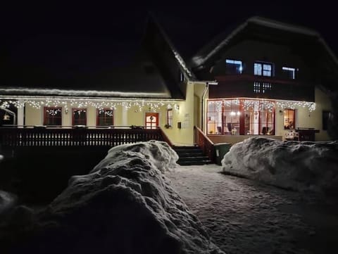 Property building, Night, Winter