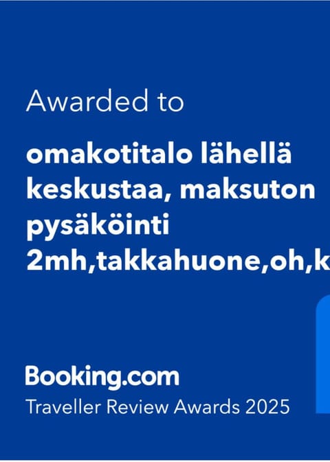 Omakotitalo rauhallisella sijainnilla lähellä keskustaa Maksuton pysäköinti ja puusauna Apartment in Finland