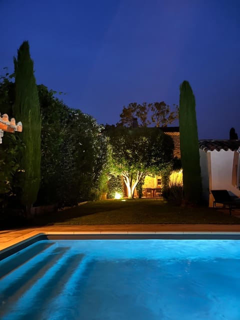 Night, Pool view, Swimming pool